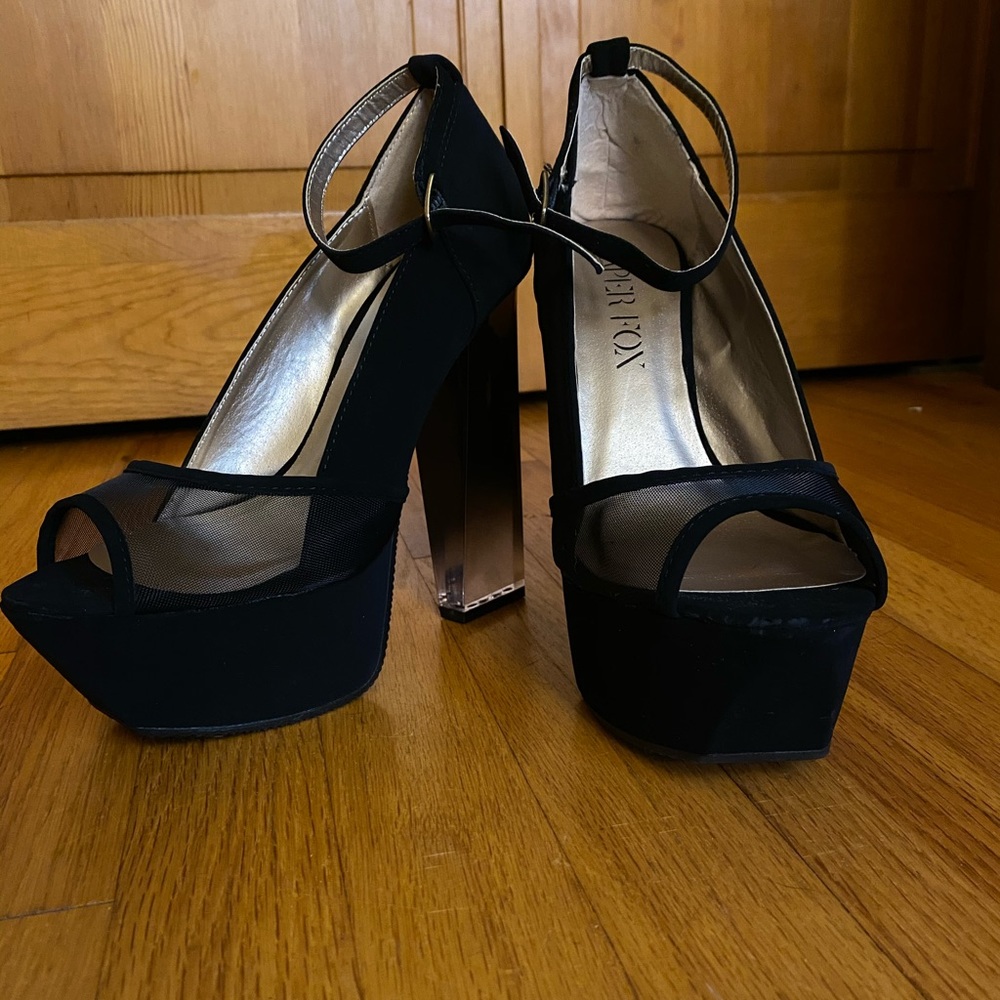 Paper Fox Ariella black platform heels